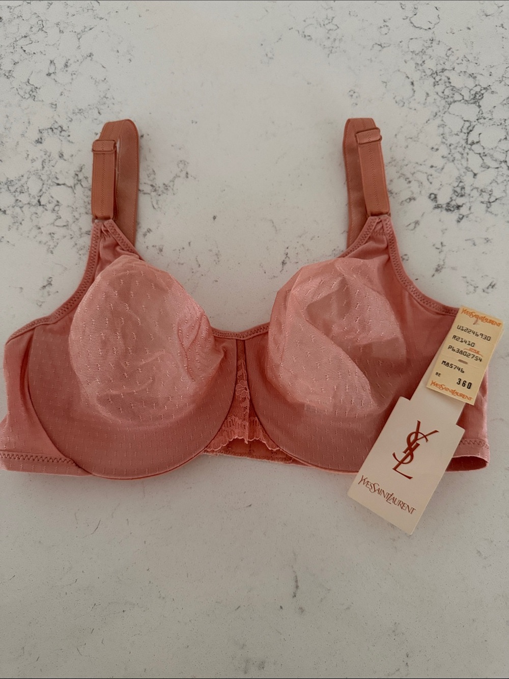 Vintage NWT Yves Saint Laurent Rose Blush Underwire Bra Lace
